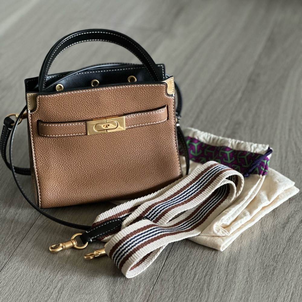 Tory Burch Tan and Black Small Crossbody Bag